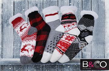 Superbes chaussettes pantoufles festives pour Noël - 5 $ la paire